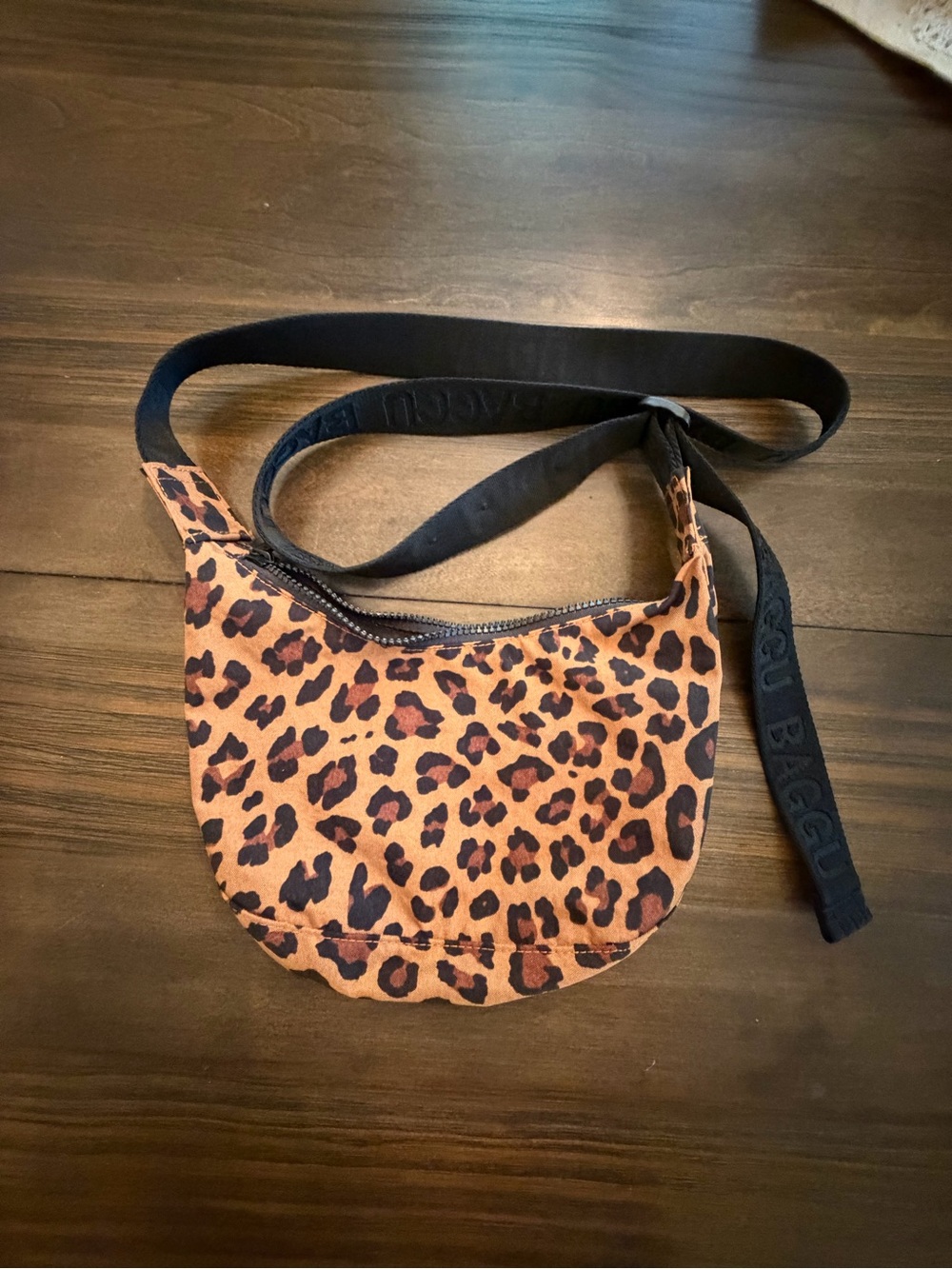 BAGGU Leopard Print Crossbody Bag - Brown and Black
